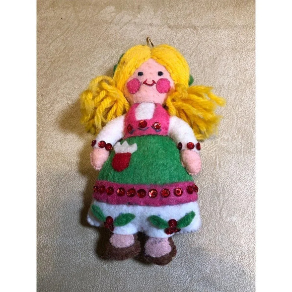 Bucilla Other - Vintage Bucilla Handmade Blonde Bavarian Girl Felt Cloth Doll Ornament
